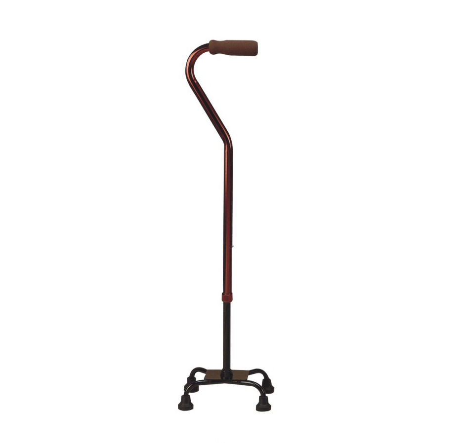 Steel Quad Cane, Small Base, Ruby/Bronze