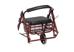 Aluminum Rollator, Ruby, Foldable Footplate