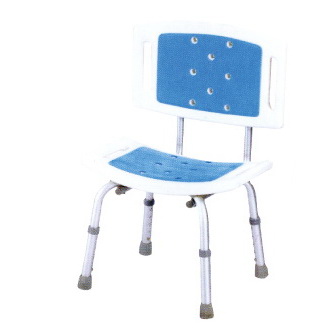 Deluxe Aluminum Bath Bench with Backrest, Blue Style