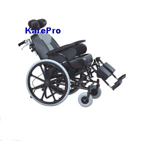 Deluxe Reclining Steel Wheelchair with Nursing United Brakes, Deluxe Soft Seat Cushion and Backrest