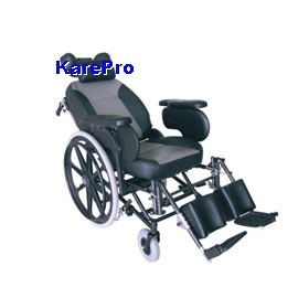 Deluxe Reclining Steel Wheelchair with Nursing United Brakes, Deluxe Soft Seat Cushion and Backrest